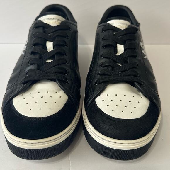 DG Dolce & Gabbana Roma Low Top Sneakers size US 11 Black Leather Milano Crown - Picture 2 of 9